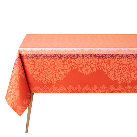 Mumbai Orange Coated Tablecloth by Le Jacquard Francais