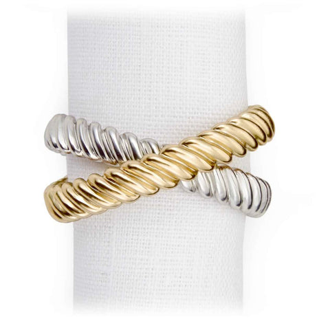 Napkin Jewels Deco Twist Platinum + Gold Set Of 4 by L'objet