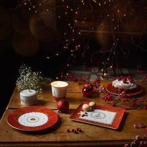 Noel  Salad Plate - Red Sleigh Design by Bernardaud