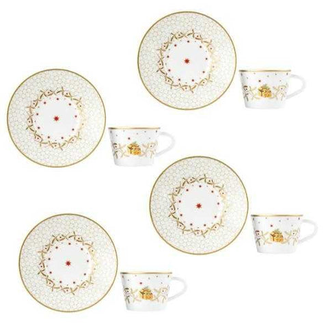 Noel Set Of 4 Coffee Cups And Saucers by Bernardaud
