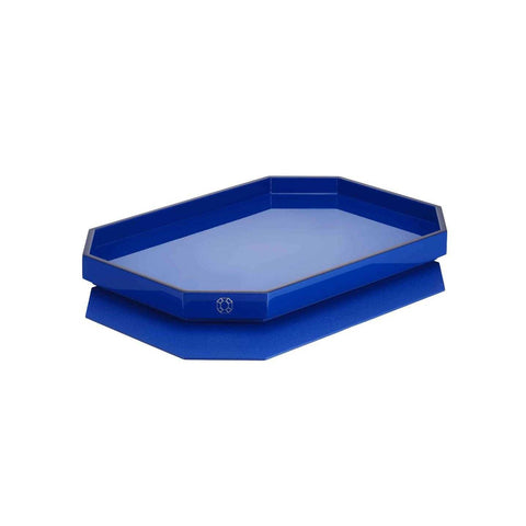 Octogone Tray Lacquer Large Blue by Baccarat