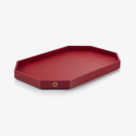 Octogone Tray Lacquer Large Red by Baccarat