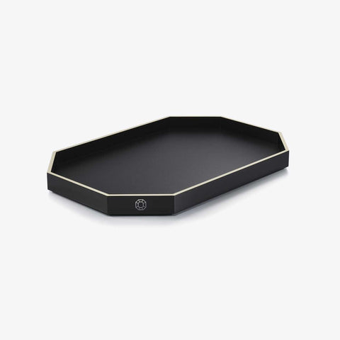 Octogone Tray Lacquer Medium Black by Baccarat