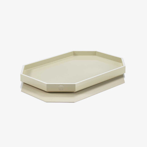 Octogone Tray Lacquer Medium Light Beige by Baccarat