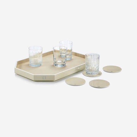 Octogone Tray Lacquer Medium Light Beige by Baccarat