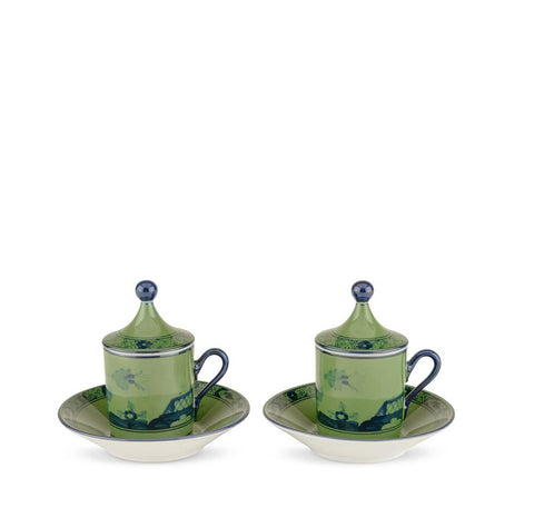 Oriente Italiano Malachite Coffee Set for Two by Ginori