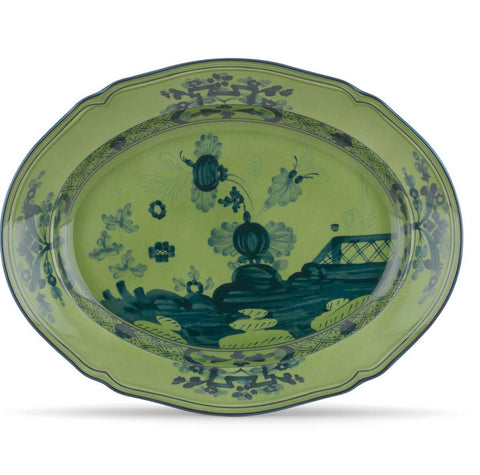 Oriente Italiano Malachite Oval flat platter cm 34 in. 13 1/2  by Richard Ginori