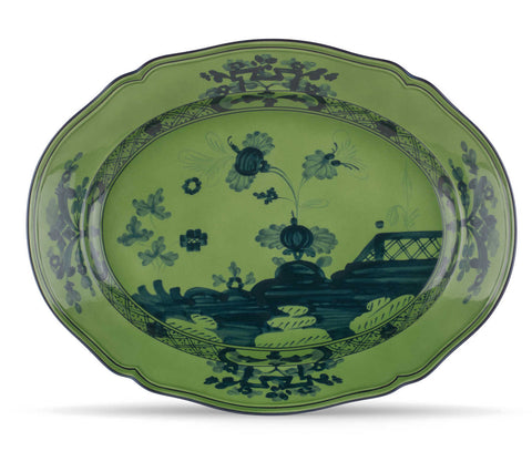 Oriente Italiano Malachite Oval flat platter cm 38,5 in. 15  by Richard Ginori