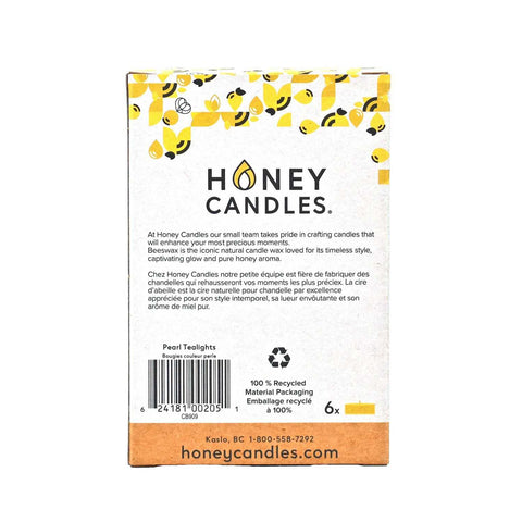 Packaged Rectangle Tealight 6 Pack Pearl by Honey Candles