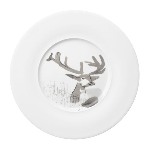 Piqueur Gourmet Plate, Broad Rim Deer by Hering Berlin