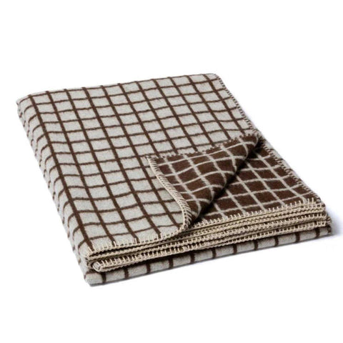 Pure Baby Alpaca Floyd Reversible Throw.  Zero Dye   Ivory / Coffee Micro Grid by Blacksaw