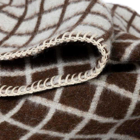 Pure Baby Alpaca Floyd Reversible Throw.  Zero Dye   Ivory / Coffee Micro Grid by Blacksaw