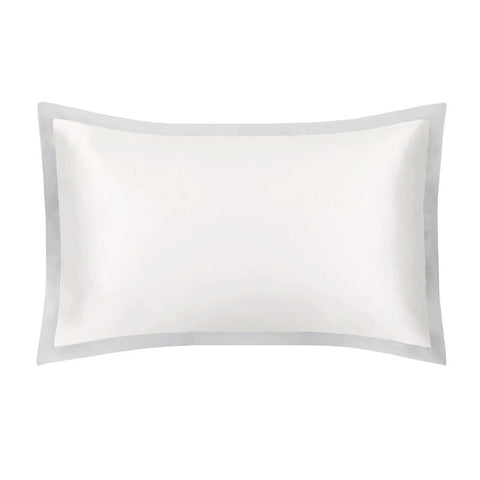 Pure Silk Oxford Pillowcase Queen Ivory With Oyster Grey Border by Mayfair Silk