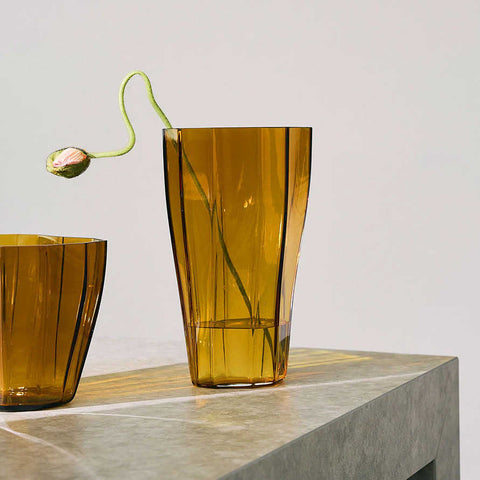 Reed Vase Amber Medium by Orrefors