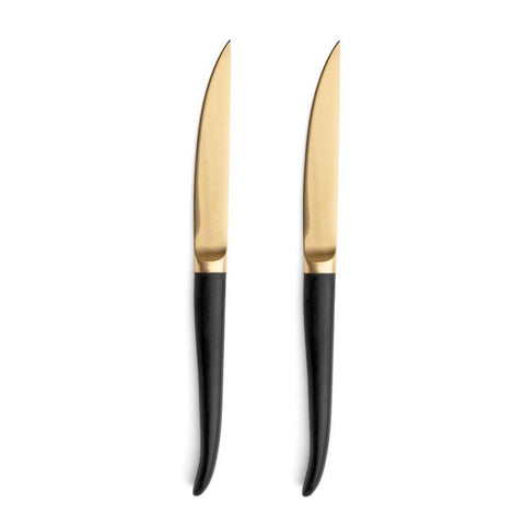Rib Gold Steak Knife 2 Pcs Set by Cutipol