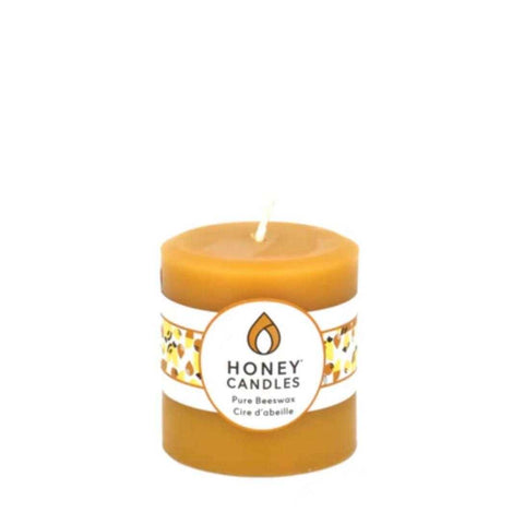 Round Pillar Pure Beeswax 3in Natural by Honey Candles