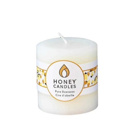 Round Pillar Pure Beeswax 3in  Pearl by Honey Candles