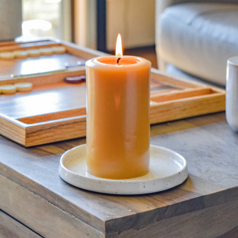 Round Pillar Pure Beeswax 5in Natural by Honey Candles