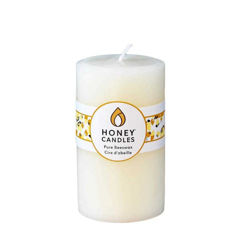 Round Pillar Pure Beeswax 5in Pearl by Honey Candles