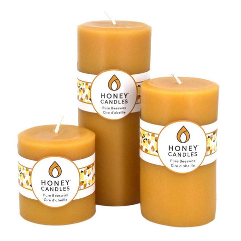 Round Pillar Pure Beeswax 7in Natural by Honey Candles
