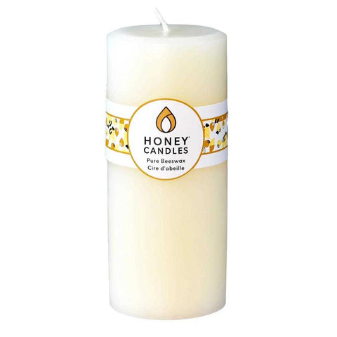 Round Pillar Pure Beeswax 7in Pearl by Honey Candles