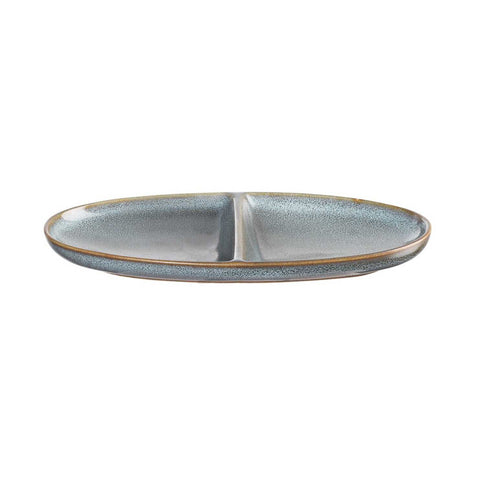Saisons Denim Aperitif Plate 2-Sectioned, Oval, Denim 20 X 10 Cm, H. 2,2 Cm by Asa Selection