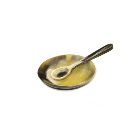 Salt Spoon And Dish Oxhorn by Abbeyhorn