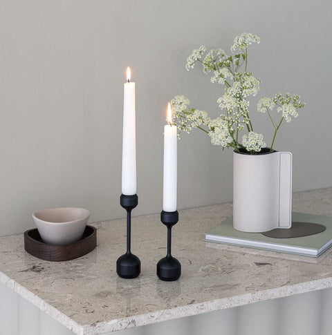 Silhouette Set 120+145 Candle Holder Black Steel by Lind Dna