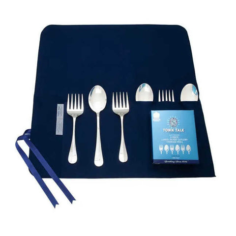 Silver Storage 6 PCE SILVER CUTLERY STORAGE ROLL - DK BLUE by Town Talk
