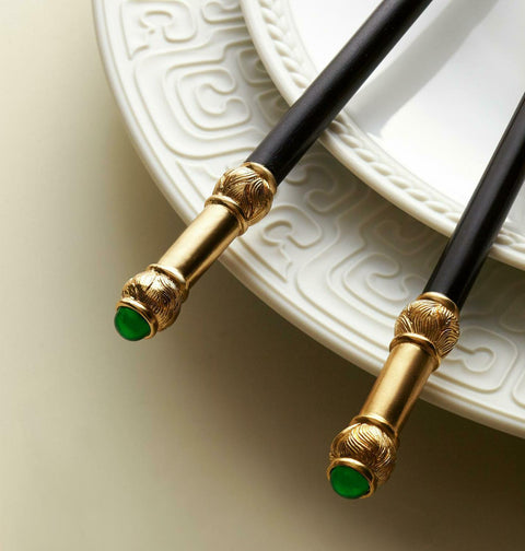 Soie Tressee Gold Han Chopsticks - Gold (Set Of 2 Pairs) by L'objet