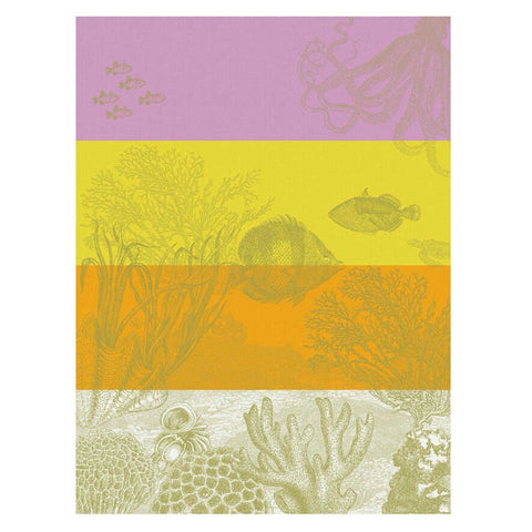Sous L'ocean Yellow Tea Towel by Le Jacquard Francais