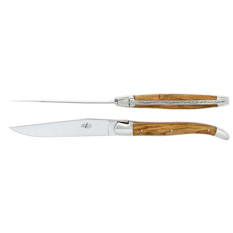 Steak Knives Olivewood Set of 2 by Forge Laguiole
