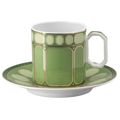Swarovski Signum  Coffee Cup & Saucer Fern Green by Rosenthal