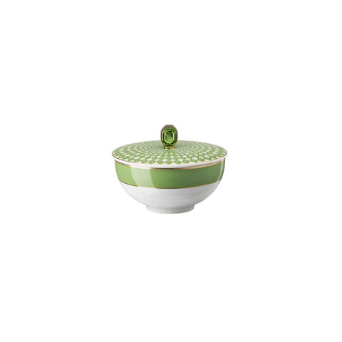 Swarovski Signum  Rice Bowl W/Lid Fern Green by Rosenthal
