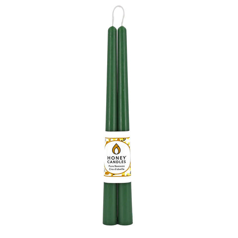Taper Pairs 12&quot Pure Beeswax 12'' Taper Pair- Forest Green by Honey Candles