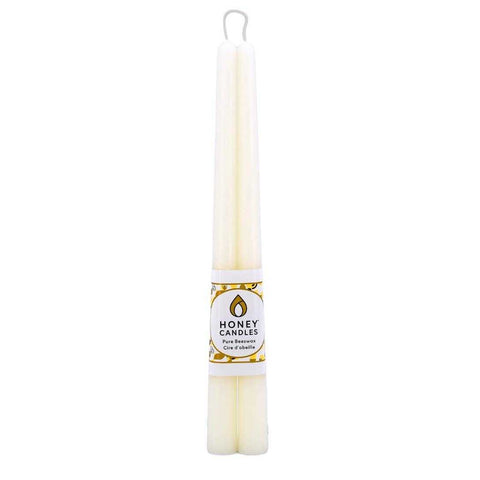 Tapers Pure Beeswax 12in Pair Pearl by Honey Candles