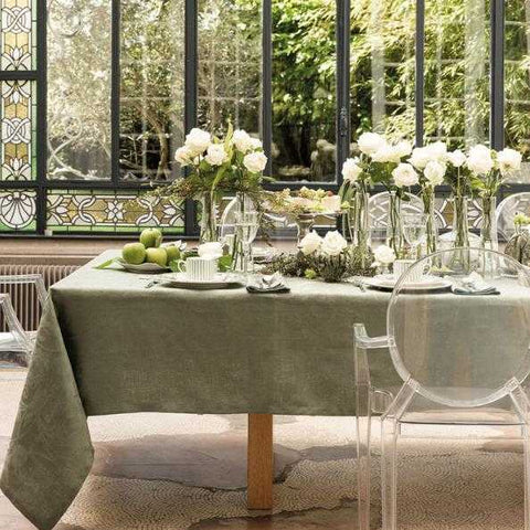 Tivoli - Green Tablecloth 69x98" by Le Jacquard Francais