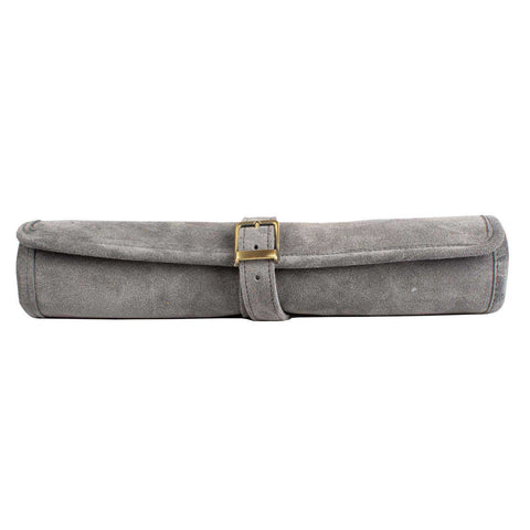 Travel Size Leather Backgammon Concrete Grey With White And Grey Points by Manopoulos