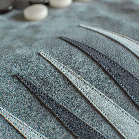 Travel Size Leather Backgammon Concrete Grey With White And Grey Points by Manopoulos