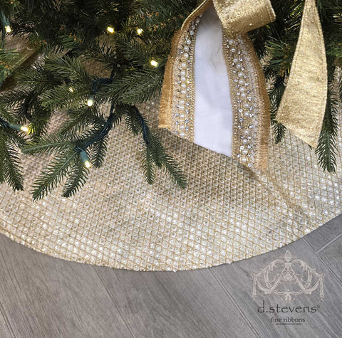 Tree Skirts Gold Sequin Bullion Trimmed Tree Skirt by d.stevens