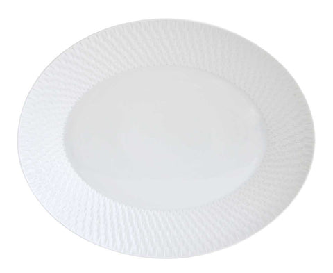 Twist White Oval Platter 13In by Bernardaud