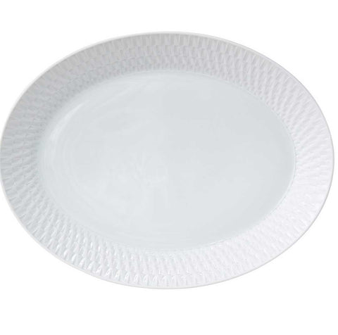 Twist White Oval Platter 15in by Bernardaud