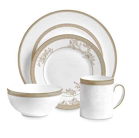 Vera Wang Lace Gold Dinnerware Set, 4 Pieces by Wedgwood