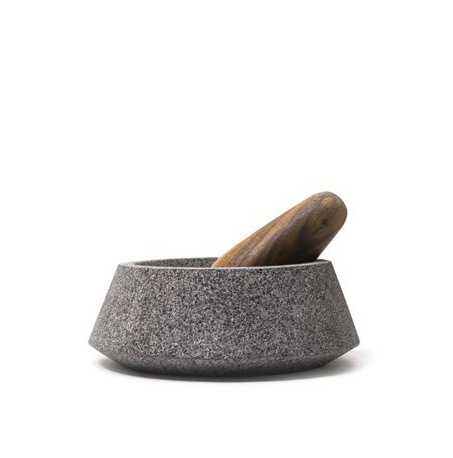 Volcanic Stone Muna Mortar with wood mallet by Ayres