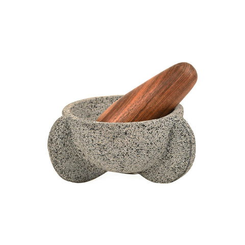 Volcanic Stone Small Tecali Mortar with wood mallet  by Ayres