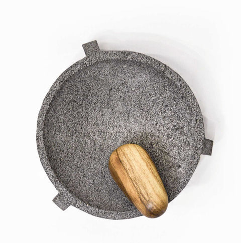 Volcanic Stone Tecali Mortar with wood mallet by Ayres