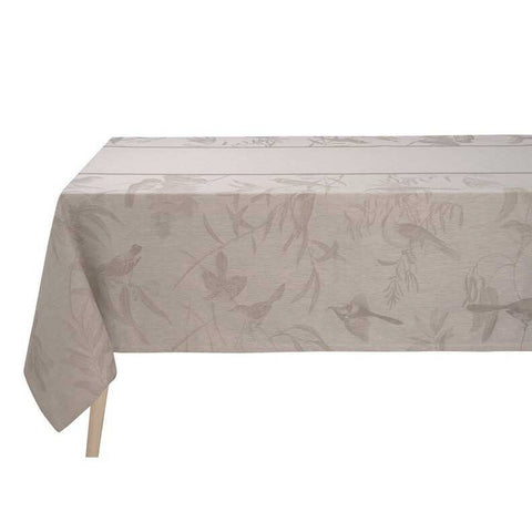 Voliere Beige Tablecloth by Le Jacquard Francais