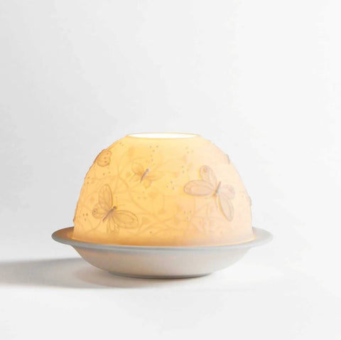 Votivelight With LED Butterfly In Flight by Bernardaud