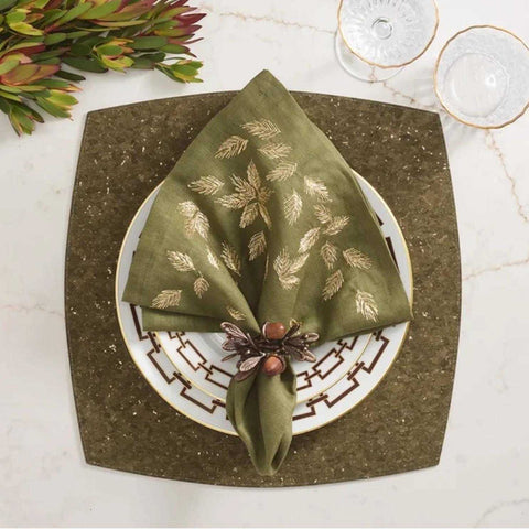 Whistler Placemat Olive/Gold Set Of 4 by Kim Seybert