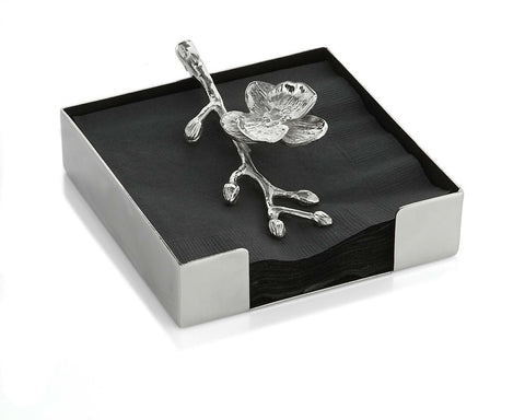 White Orchid Cocktail Napkin Holder by Michael Aram